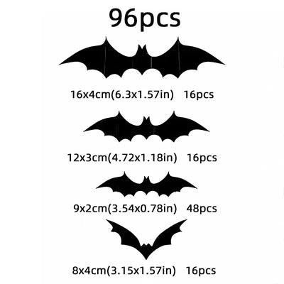 3D czarne naklejki nietoperze PVC