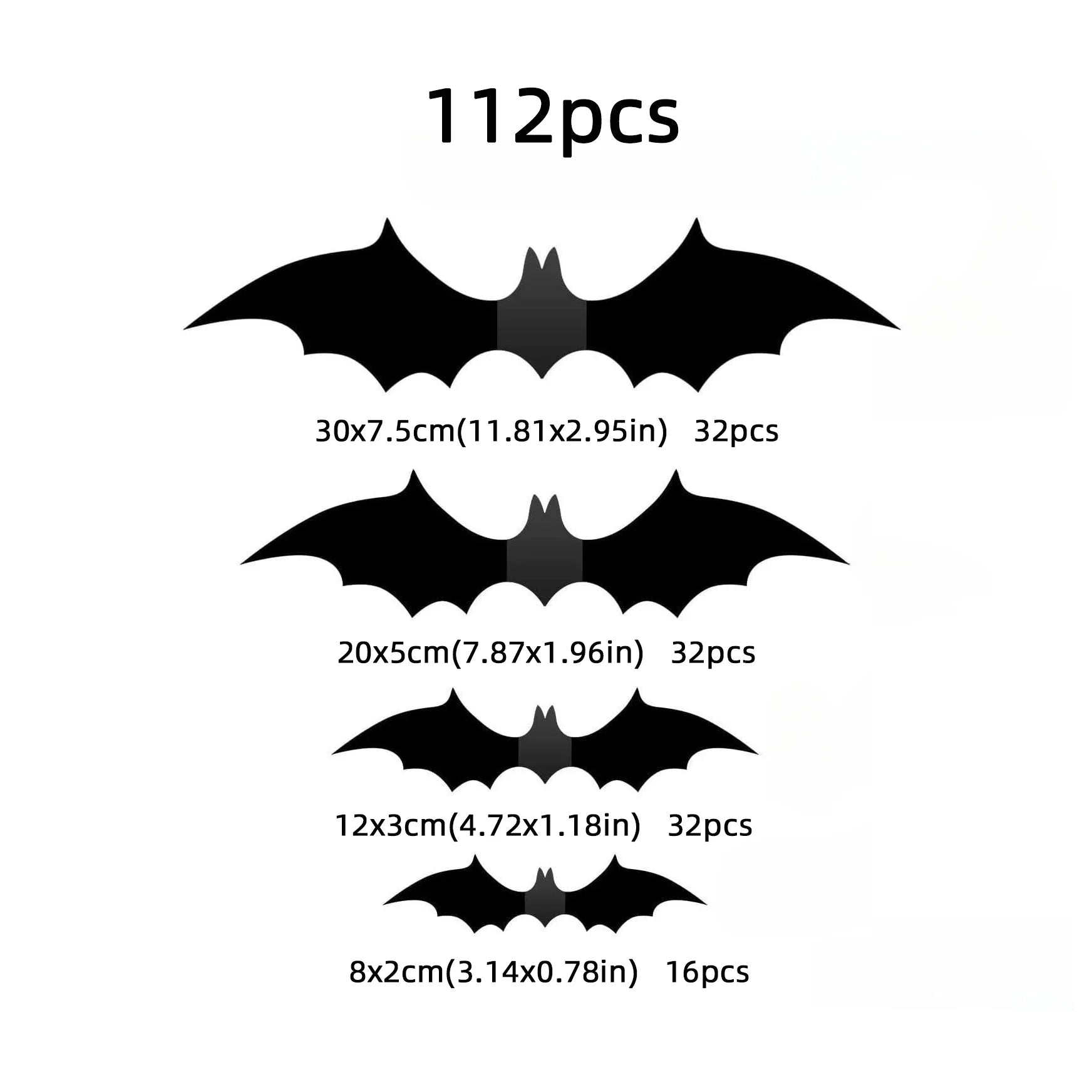 3D czarne naklejki nietoperze PVC