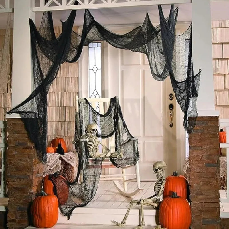 Czarna gaza dekoracyjna – Halloween