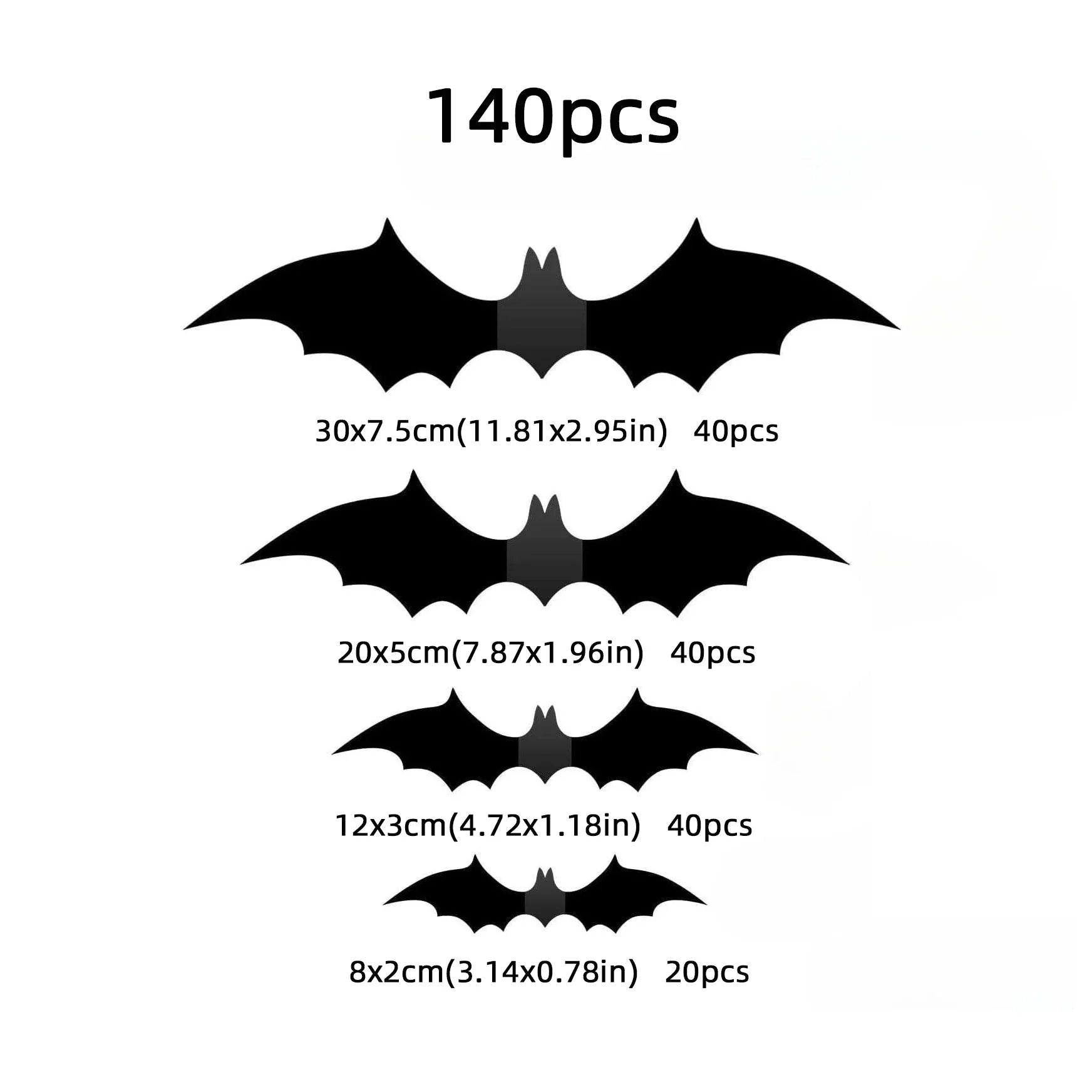 3D czarne naklejki nietoperze PVC