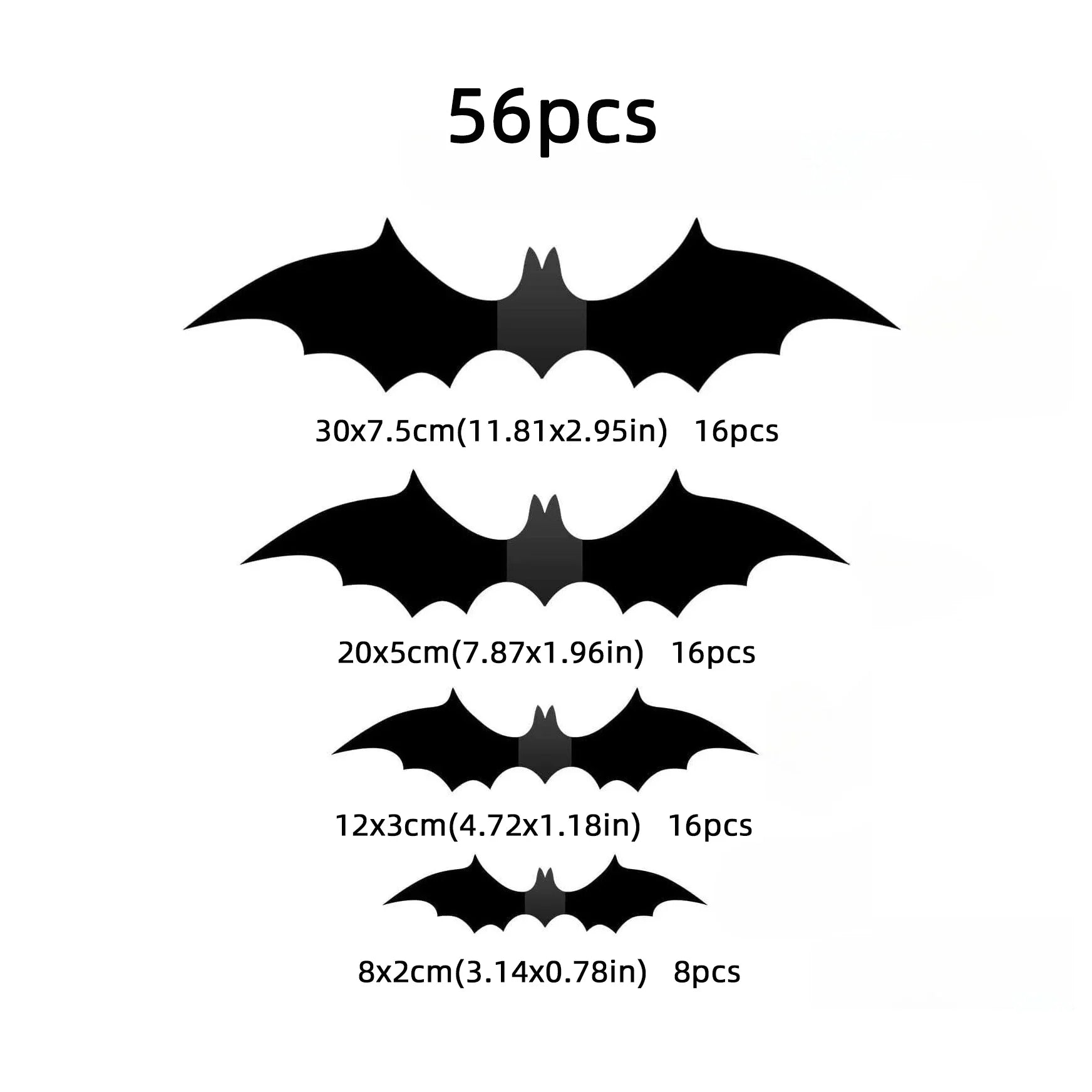 3D czarne naklejki nietoperze PVC