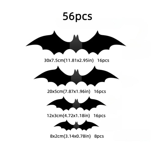 3D czarne naklejki nietoperze PVC