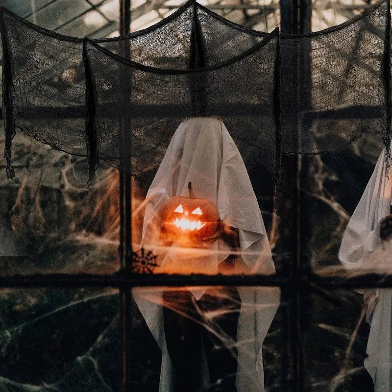 Czarna gaza dekoracyjna – Halloween