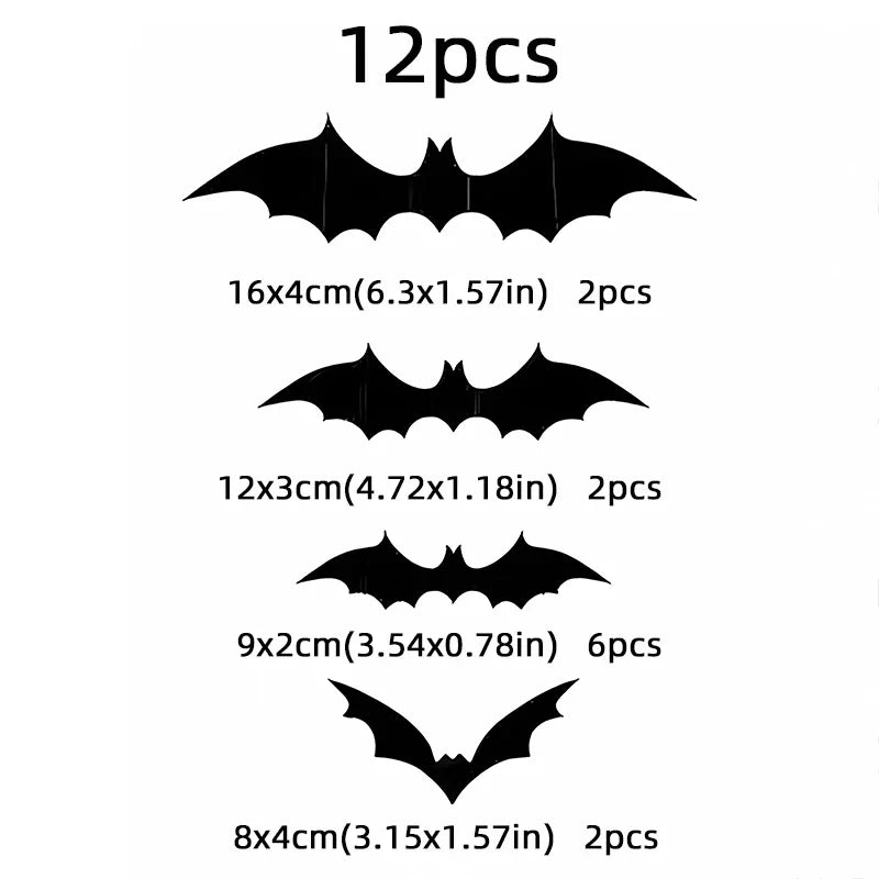 3D czarne naklejki nietoperze PVC