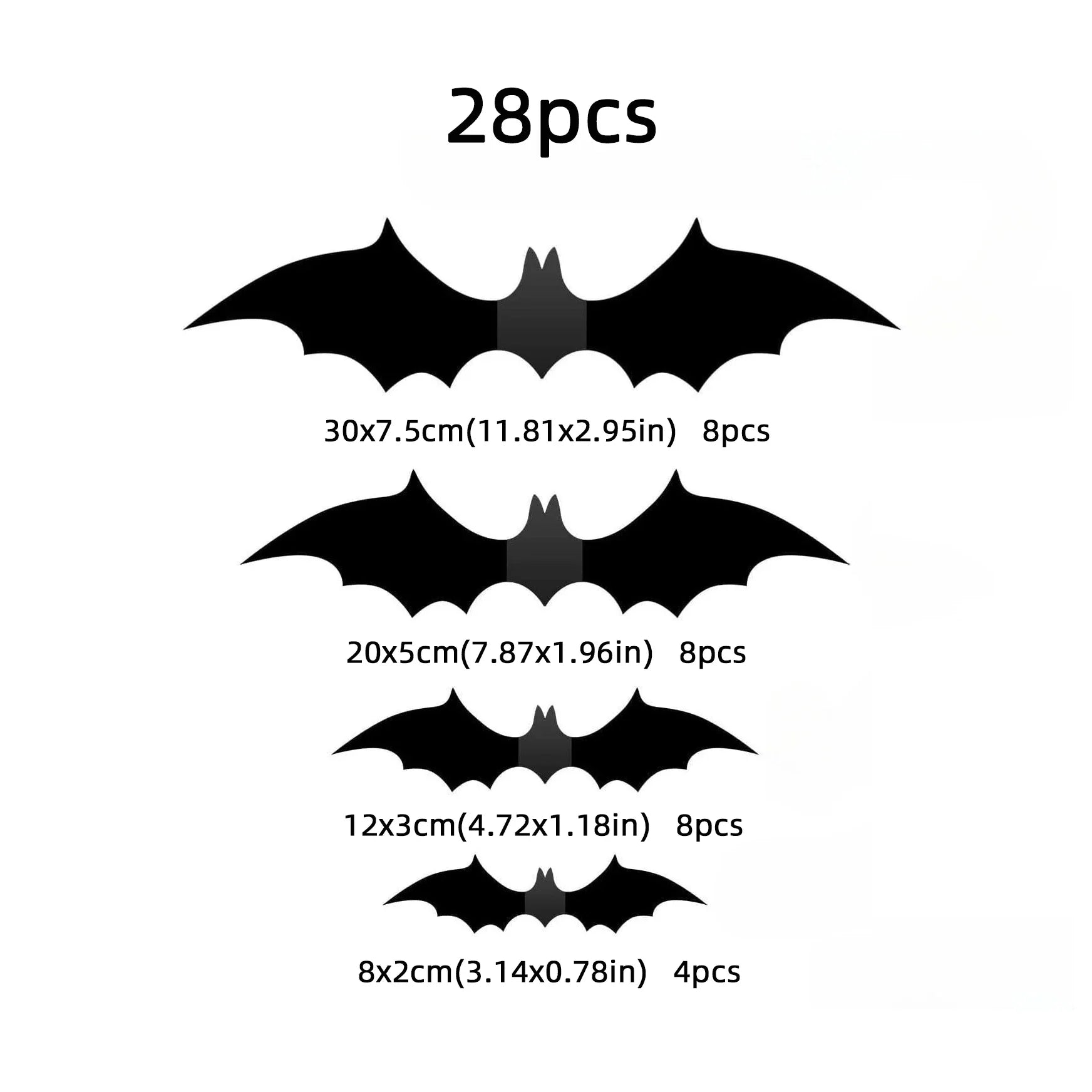 3D czarne naklejki nietoperze PVC