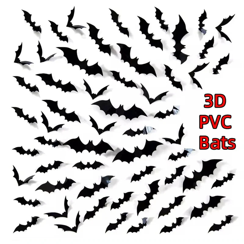 3D czarne naklejki nietoperze PVC