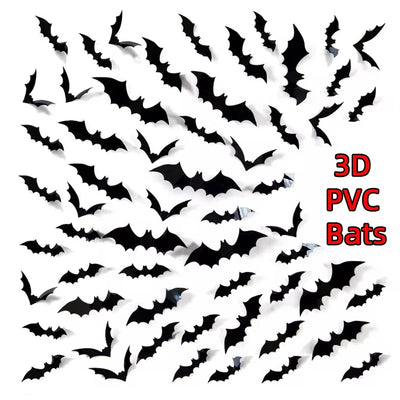 3D czarne naklejki nietoperze PVC
